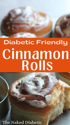 An easy recipe for diabetic friendly cinnamon rolls. Splenda Dessert Recipes, Sugar Free Glaze, Glazed Cinnamon Rolls, Sugar Free Baking Recipes, Sugar Free Cake Recipes, Cinnamon Roll Recipe