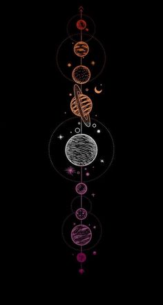 an image of the solar system with stars and planets on it, as well as other things