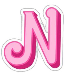 the letter n is pink and has swirly designs on it's sides,