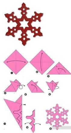 how to make an origami snowflake with paper step by step instructions