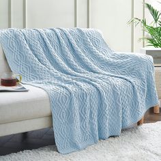 PRICES MAY VARY. Soft Acrylic Fabric: The knitted throw blankets are made of 100% high-quality acrylic fabric, providing a soft and comfortable touch. Compared with wool materials that require professional care, high-quality acrylic is stronger and has a longer service life. Multifunctional Design: The special knitting process makes the soft throw blanket have a rich diamond line design and a classic modern style, which blends well with the home decoration. The soft throw blanket is very suitabl Cable Knit Throw Blanket, Nordic Sofa, Decorative Throws Blanket, Lightweight Bedding, Soft Sofa, Sofa Throw Blanket, Couch Throws, Cozy Throw Blanket, Soft Throw Blanket