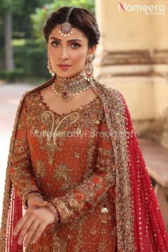 Bridal Lehenga Dress Lehenga Kameez, Pakistani Bridal Lehenga, Rust Dress, Pakistani Dress Design, Pakistani Bridal