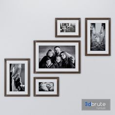 a group of pictures hanging on the wall with family photos attached to each one's sides