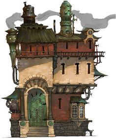 Human House - Characters & Art - WildStar Concept Art House, Steampunk Building, Décor Steampunk, House Character, Steampunk City, Steampunk House, Rpg Map, Character Home