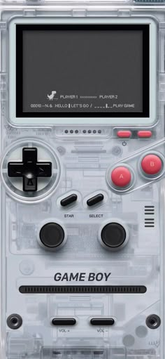 an old video game console with buttons and controls on the front, in clear plastic case