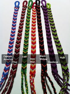 several braided bracelets with different colors and sizes