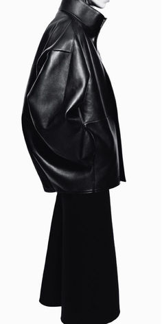 Jil Sander | Jacket | fashion | leather | black | fall fashion | halloween | art | unique | New Rock, Inspired Outfits, Black Leather Jacket, Mode Inspiration, Jil Sander, Fashion Details, Black Outfit