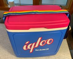 an igloo cooler sitting on top of a counter