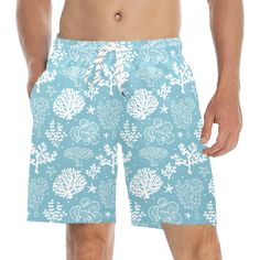 Men's Mid-Length Beach Swim Shorts Type: 100% Polyester, for Men, Beach Shorts - 7.58 Oz. Designed for fashion men, stylish and personalized. - Material: 100% polyester, wearing comfortable and casual. Mesh lining featured. - Relaxed-fit, suitable for daily wear or swimming. - The elastic waistband with a adjustable nylon fabric draw cord. - 2 front side-entry pockets and 1 back pocket featured. - Size: XS,S,M,L,XL,2XL. Please calculate the size from the measurement chart below. - Machine wash: Fabric Drawing, Mid Length Shorts, Beach Swim, Mens Swim Trunks, Sea Beach, Beach Shorts, Boys Casual, Coral Reef, Swim Trunks