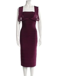 Herve Leger Sheath DressBurgundySleeveless with Square NecklineConcealed Zip Closure at BackDesigner Fit: Designed for a slim fit, those with a curvy figure may wish to take one size up. Herve Leger Purple Dress, Herve Leger, Midi Length Dress, Square Necklines, Square Neckline, Midi Length, Dress Outfits, Slim Fit, Square