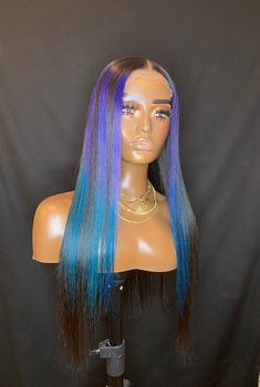 Custom mad wigs, Custom wigs, Lace front wigs Galaxy Wig Hair Colors, Blue Lace Wig, Female Hairstyles, Fav Products, 13x4 Lace Front Wig, Purple Wig, Hair For Women, Glueless Wigs, Very Berry