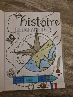 a book with an image of a paper airplane and the words,'history geographite '