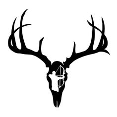 the silhouette of a deer's head with an arrow in its antelope