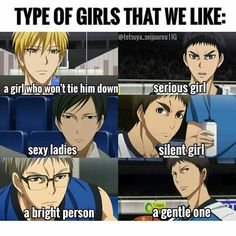 the different types of girls that we like