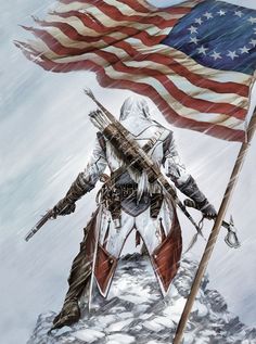 an image of a man holding a flag