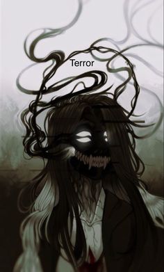 a drawing of a creepy man with long hair