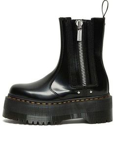 (WMNS) Dr. Martens 2976 Max Leather Platform Chelsea Boots 'Black' 26903001 Modern Black Platform Chelsea Boots, Black Chelsea Boots With Zipper And Round Toe, Black Chelsea Boots With Zipper Closure, Black Leather Chelsea Boots For Streetwear, Black Leather Platform Boots With Zipper, Black Leather Chelsea Boots With Platform, Black Leather Platform Chelsea Boots, Dr Martens Chelsea Boots, Dr Martens Chelsea