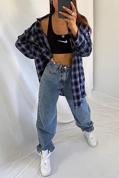 Plaid Shirt Outfits, Skater Girl Outfits, Trening Fitness, Linnet