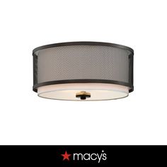 an image of a ceiling light fixture with mesh shades on the top and bottom part