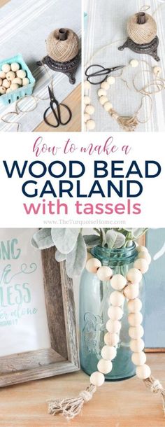 how to make a wood bead garland with tassels from the thrift store