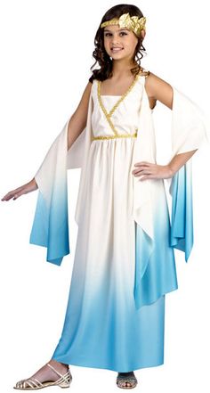 Child's Greek Goddess Costume Girls Greek Goddess Costume, Athena Goddess Costume, Roman Goddess Costume, Athena Costume, Goddess Halloween Costume, Decades Costumes, Goddess Halloween, Greek Goddess Dress, Greek Costume