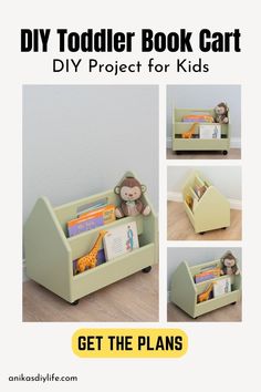 the diy toddler book cart is perfect for kids to use in their playroom