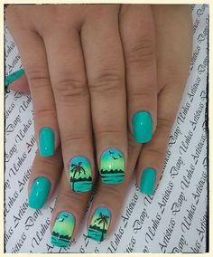 Unhas verao | Tropical nails, Vacation nails, Beach nails Nail Beach Designs Summer, Nail Ideas For Cancun, Vacation Nails Pedicures, Short Nails For Hawaii Vacation, Tropical Theme Nails, Acrylic Nails For Cruise Vacations, Nail Art Vacation, Fun Cruise Nails, Hawaii Gel Nails