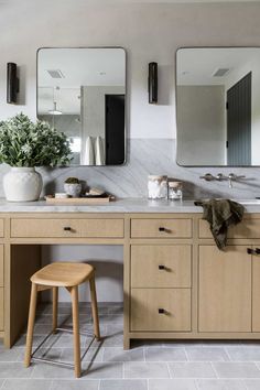 Vanity With Makeup Area, Mindy Gayer Design, Houses Exterior, Dirty Kitchen, Lake Houses, Limestone Flooring, House Deco, Contemporary Coastal, Bathroom Suite