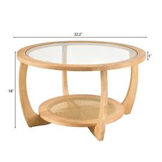 a table with a glass top and wooden legs, measurements for the height of the table