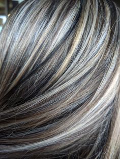 Brown Hair With Silver Highlights, Haircut Blowout, Grey Hair Care, Hair Highlights And Lowlights, Highlights Lowlights, Silver Hair Color