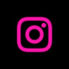 the instagram logo is glowing pink on a black background