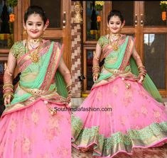 Designer Half Saree by Aurum Studio Langa Voni, Lehenga Saree Design, Kids Lehenga, Kids Blouse, Gaun Fashion