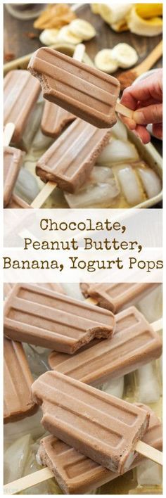 chocolate peanut butter banana yogurt pops are the perfect treat for any holiday gathering