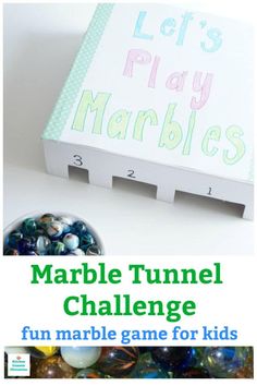 marbles are shown in front of a box with the title let's play marbles