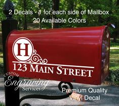 a mailbox with the words 123 main street painted on it's front and side