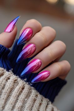 Tomorrowland Nails, Aura Nail, Aura Nails, Chrome Nails Designs, Sassy Nails, Fancy Nails Designs, Nail Styles, Gradient Nails, Fancy Nails