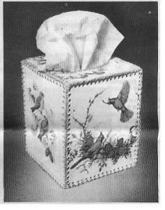 an old photo of a tissue box with birds on it