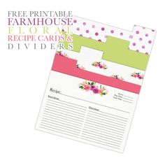 the free printable farmhouse house recipe cards and dividers