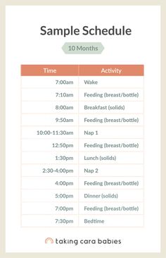 the sample schedule for each baby's nap time and bedtime schedule is shown