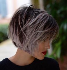 60 Short Shag Hairstyles That You Simply Can’t Miss Short Textured Hair, Purple Balayage, Balayage Bob, Short Shag Haircuts, Short Shag Hairstyles, Shag Hairstyles, Ombré Hair, Shag Haircut, Short Bob Hairstyles