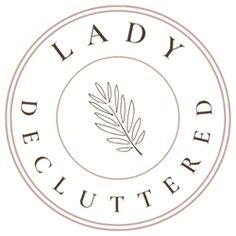 the lady declutter logo is shown in black and white on a white background