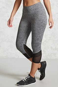 Leggings Capri Deportivos Malla Contraste - Mujer - Deportiva - 2000206668 - Forever 21 EU Español Cute Hoodie Outfit, Grey Sports Leggings, Cute Leggings, Knit Leggings