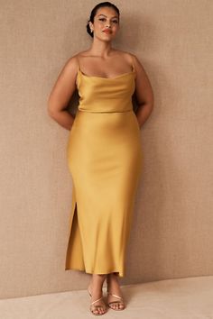 Cali Satin Charmeuse Midi Dress - BHLDN Plus Size Wedding Guest Dresses, Orange Bridesmaid Dresses, Sukienki Plus Size, Leandra Medine, Giovanna Battaglia, Plus Size Gowns, Anna Dello Russo, Plus Size Bridesmaid, Plus Size Party Dresses