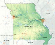 a map of the state of missouri with all its major cities and towns on it