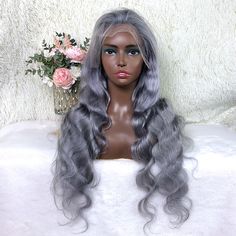 Hair Material: Human Hair Hair Texture: Straight, Body Wave Color:   Silver Gray Hair, Silver Blonde Hair.  Hairline: Pre Plucked Natural Hairline Length:16-28 inches Hair Density:180% Lace Size:13x4 Hair Quality: Hair is thicker, softer, and more durable with features of easy coloring, free tangling, shedding free, full and natural, cuticles facing towards in the same way. Shipment: DHL, FedEx or UPS 3-5 business days. Wigs Silver, Silver Wig, Silver Wigs, Drag Wigs, Wig Shop, Silver Blonde Hair, Hair Silver, Silver Grey Hair, Silver Blonde