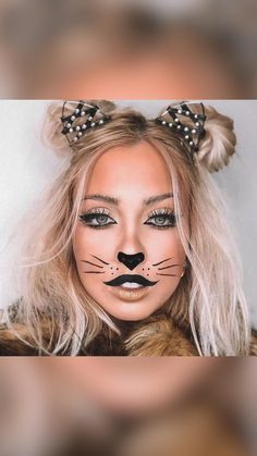 Easy cute Halloween Makeup Looks👻 Mice Makeup Halloween, Easy Cute Halloween Makeup, Cute Halloween Makeup Looks, Mouse Makeup, Too Much Makeup, Halloween Makeup Looks