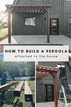 Photos of building a pergola Pergola Off Side Of House, How To Attach A Pergola To A House, Pergola Lean To House, Pergola Attached To Brick House, Pergola Detached From House, Craftsman Pergola Ideas, How To Build A Pergola With Roof, Building A Pergola Attached To House, Pergola Built Off House