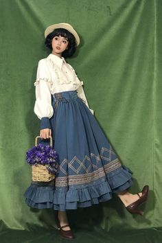 Indigo Vs Violet, Vintage Skirt Aesthetic, Look Taller And Slimmer, Victorian Outfit, Classic Lolita, Figure Poses, Poses References, Pose Reference Photo