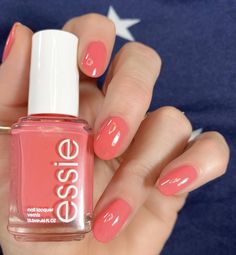 Light Spring Nails, Peach Nail Polish Colors, Essie Check In To Check Out, Essie Pastel Colors, Essie Pink Nail Polish Shades, Peach Pink Nail Polish, Maybelline Color Whisper, Peachy Pink Nail Polish, Essie Nail Polish Forever Yummy