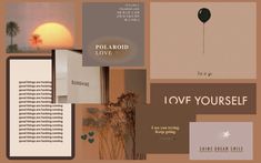 the collage shows different types of things in brown and beige colors, including an image of a balloon